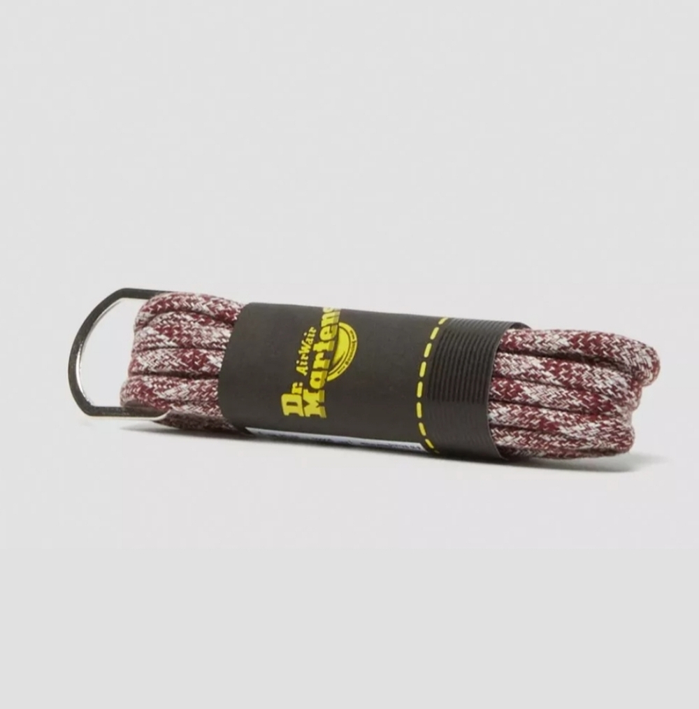 NWT Dr. Martens 140cm Marl Round Burgundy and White Shoe Laces - Picture 2 of 4